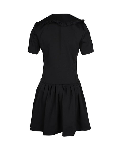 Sandro Paris Sandro Pleated Twill Mini Dress in Black Polyester