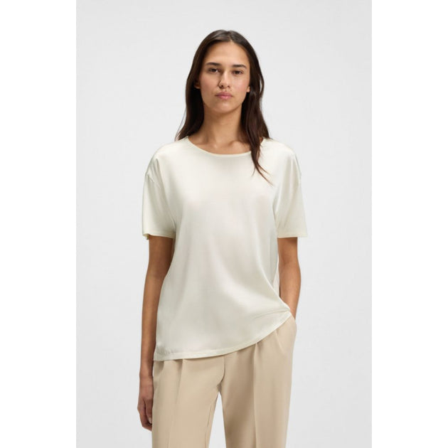 Boss Regular-fit Jersey Top Stretch-silk Front Beige Small 4