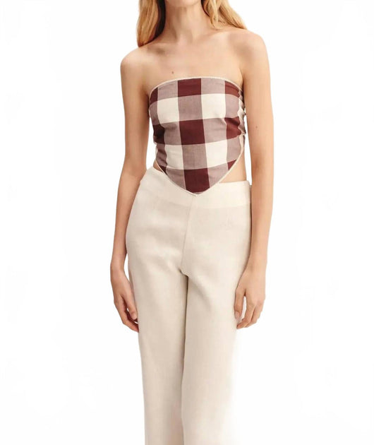 POSSE Callie Tie Top Mocha Gingham XXS 2