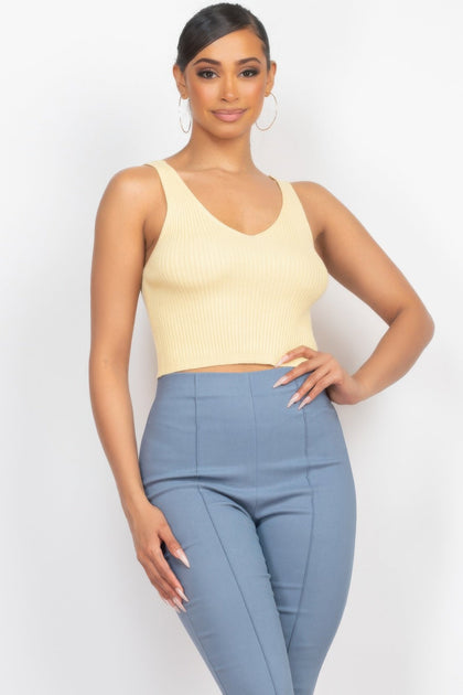 TRUEDAMES Crop Tank Top & Cardigan Sweater Set Blue Large 3