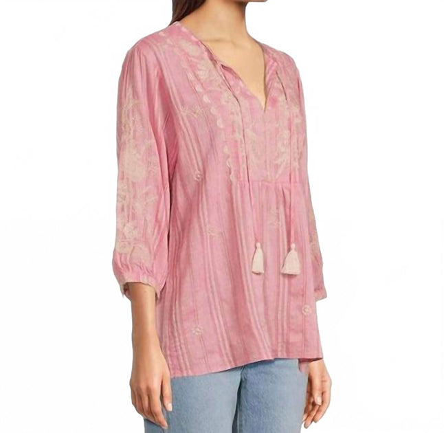 Johnny Was Prairie Blouse 3/4 Sleeve Hyacinth Multi Medium 3