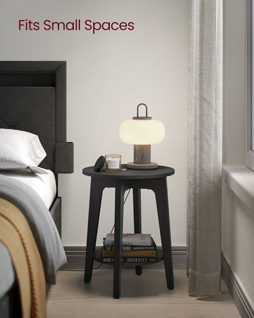 Hivvago Round End Table Natural Beige 5