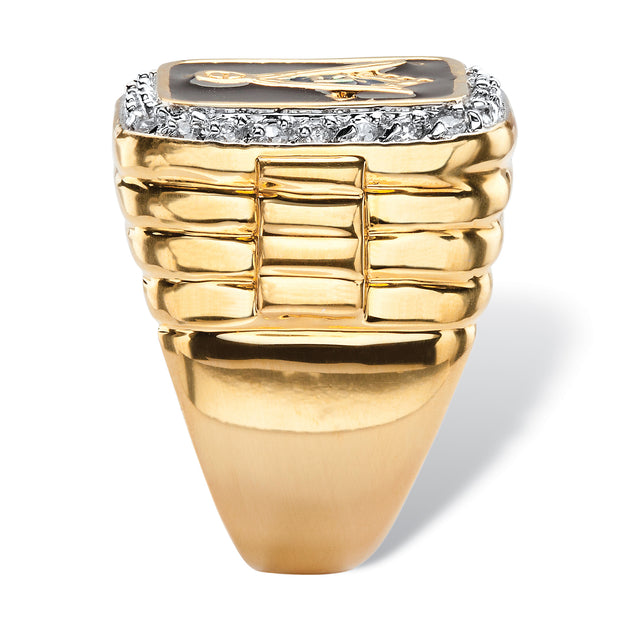 Palm Men's Masonic Ring Black Gold-Plated US 13 3