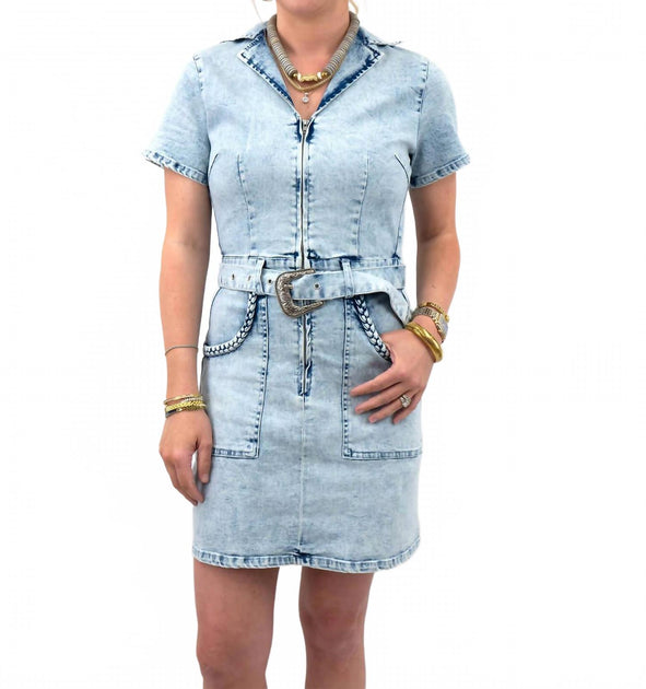 Entro Jeanskleid mit Gürtel Blau Medium 2