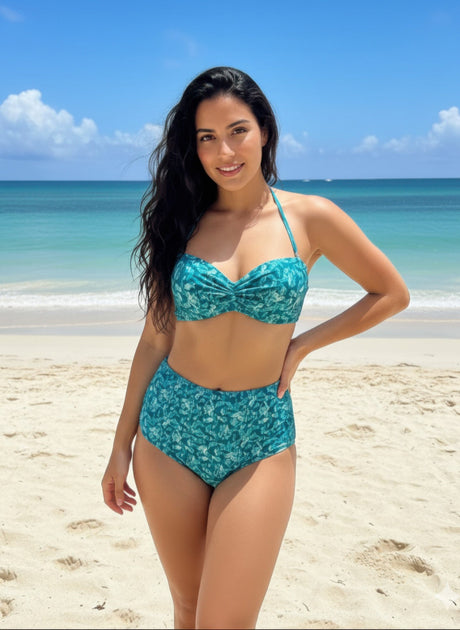 TRUEDAMES Teal Dream High Waist Bikini Green Small 2