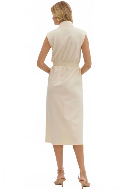 Entro Monica Midi Dress Beige Large 4