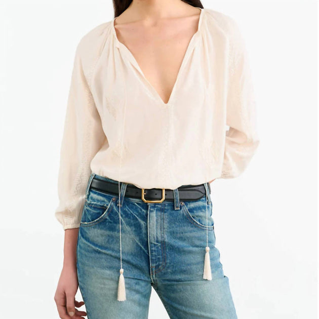 NILI LOTAN Cristo Silk Blouse Beige Medium 2