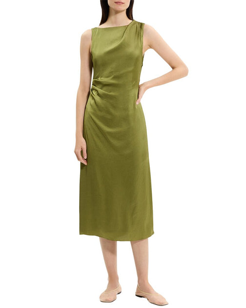 Theory Midi Drape Dress Green US 0 2
