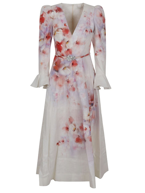 オールインワン・サロペット Zimmermann `Crush` Frill Sleeved Midi Dress Zimmermann Crush Frill Sleeved Midi Dress | ShopSimon