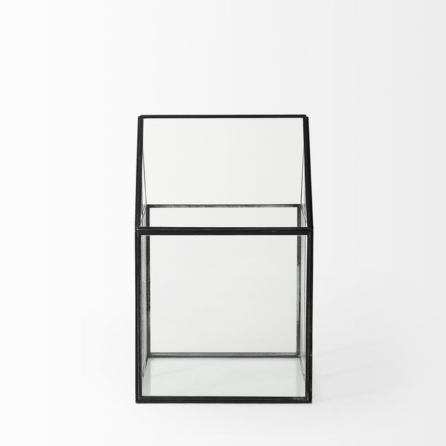 Hivvago House Shaped Glass Terrarium Black 3