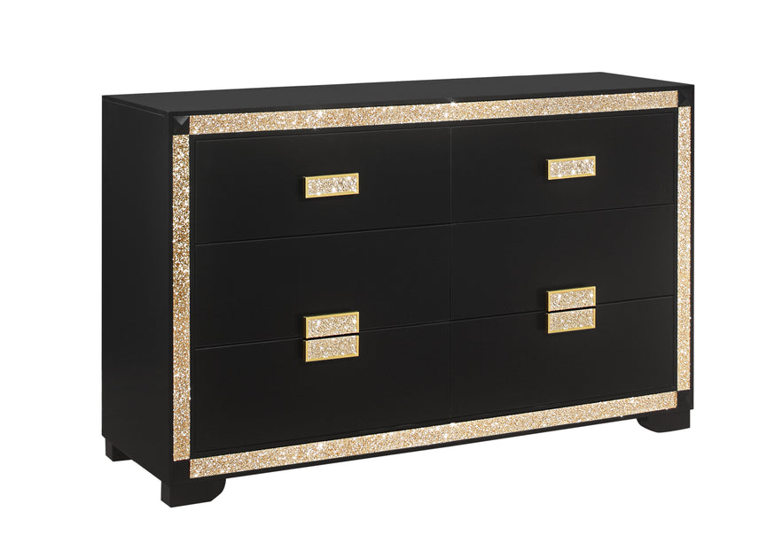 Hivvago 62 inch Double Dresser Black Gold 4
