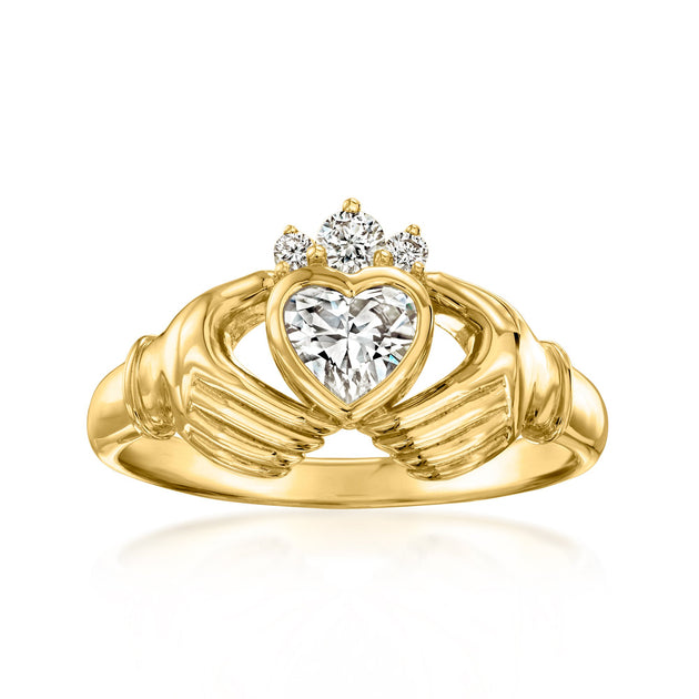 Ross-Simons Lab-Grown Diamond Claddagh Ring Silver US 8 4
