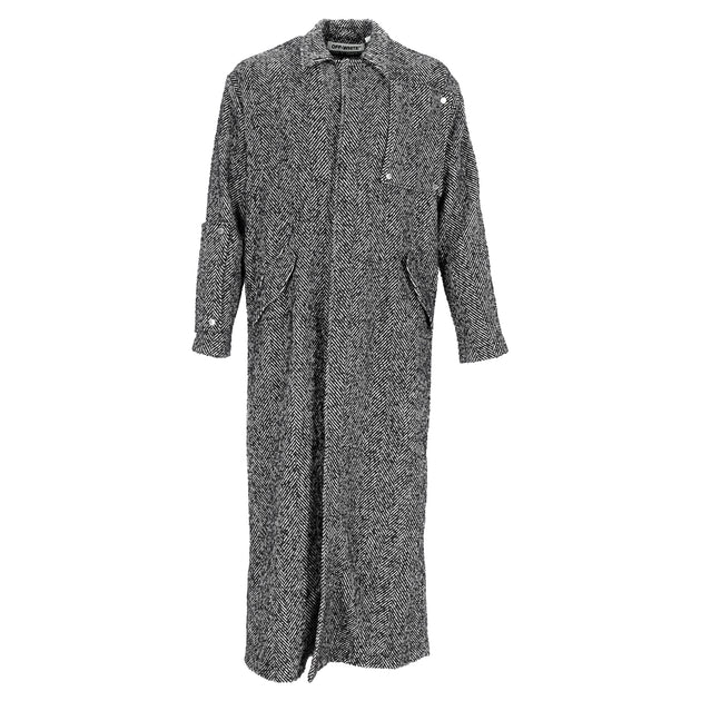 Off-White Herringbone Midi Coat Grey EU 46 2
