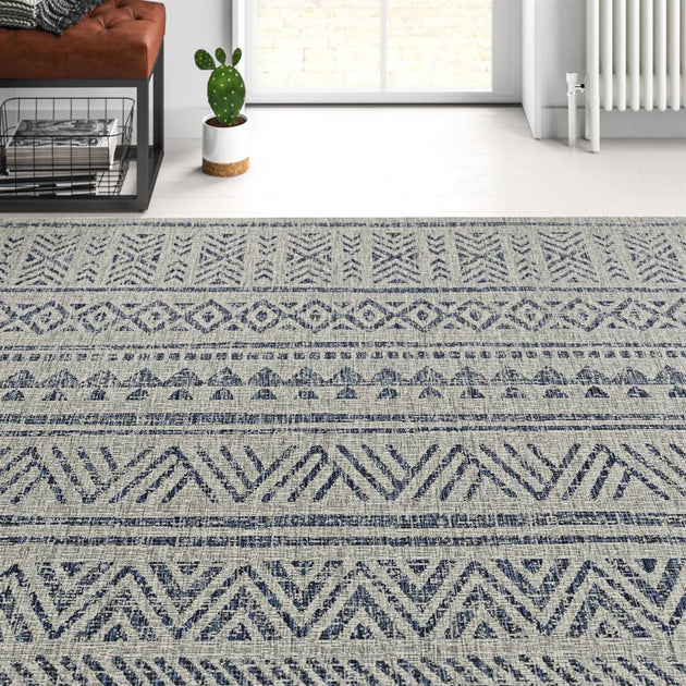 Hivvago Chevron Teppich Blau Grau 4x6 3