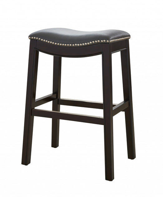 Hivvago 26-inch Backless Counter Height Bar Chair Gray and Espresso 2