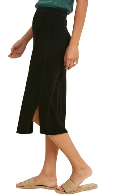 WISHLIST Gerippte Midirock Strickrock Schwarz Medium 3