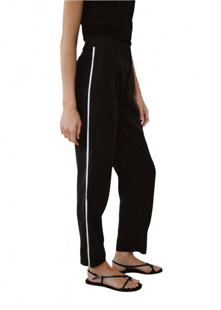 Bella Dahl High Waist Straight Leg Piped Side Pant Black Medium 4
