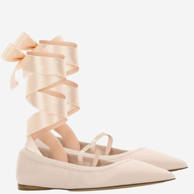 【送料&関税込】Ferragamo Carice Ballet Shoes In Pink Leathe Salvatore Ferragamo Carice Ballet Shoes In Pink Leather