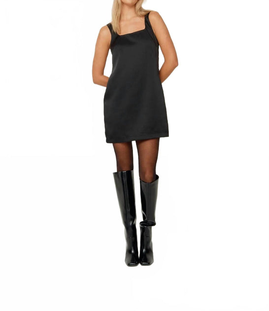 satin shift mini dress House of Sunny Mini Satin Shift Dress In Black
