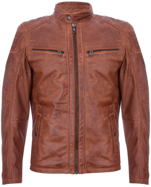 Infinity Leather Vintage Quilted Racing Biker Jacket Brown XS 2