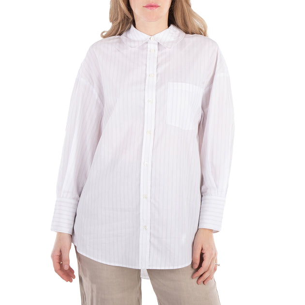Anine Bing Stripe Mika Cotton Shirt Multi Medium 2