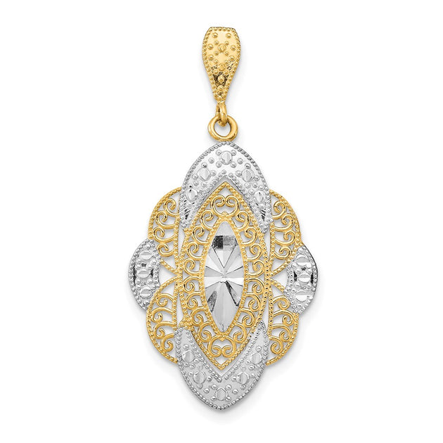 Diamond2Deal Oval Charm Silver 35mm 2