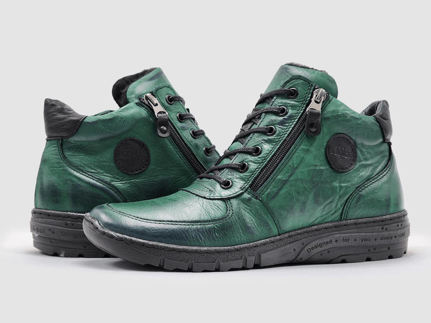KCR Group Everyday Wool-Lined Zip-Up Leather Boots Green US 7 2