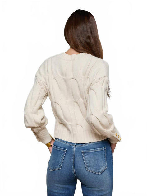 L'Agence Storm Sweater Ivory/Gold Small 4