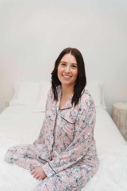 Laree + Co. Allie Floral Bamboo Lounge Set Pink XLarge 4