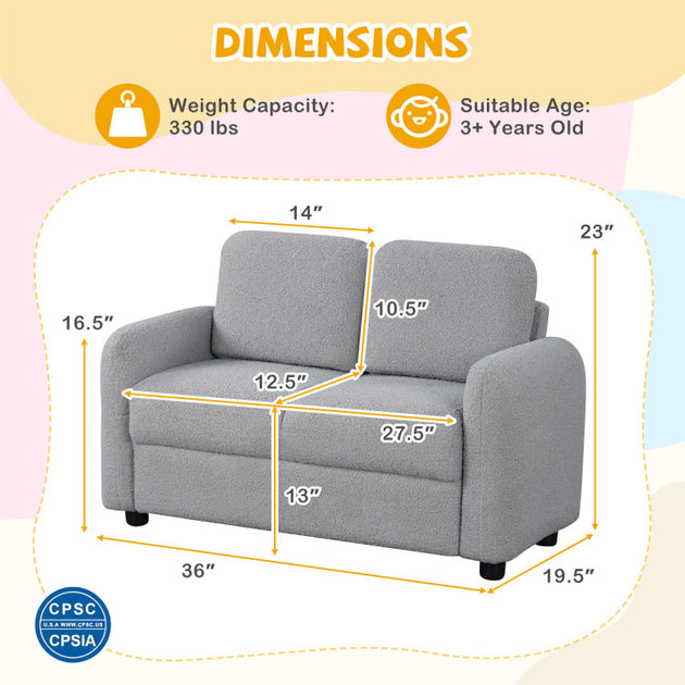 Hivvago 2-Seat Kids Sofa Teddy Fleece 6