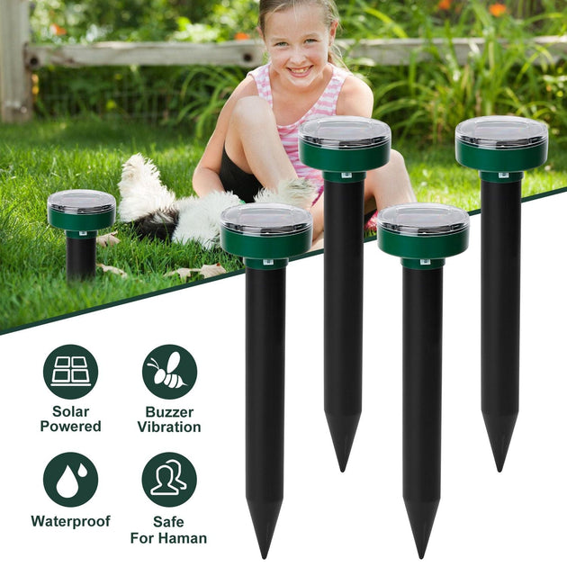 ERUULE 4Pcs Solar Powered Mole Repeller Green 2