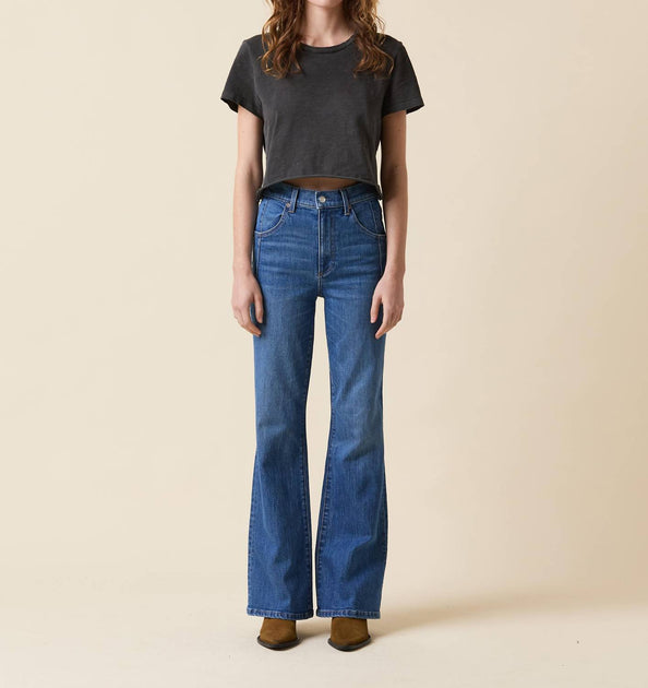 Le Jean Farrah Flare High Rise Jeans Blue 28 2