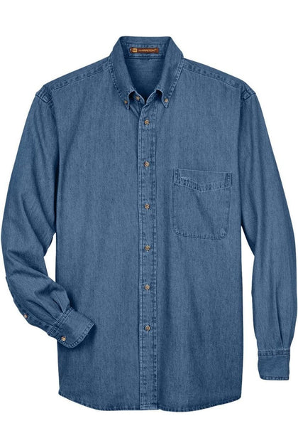 Harriton Long Sleeve Denim Shirt Blue Large 2