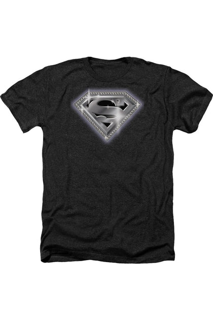 Gildan Superman Bling Shield Adult Heather Tee Black XLarge 2
