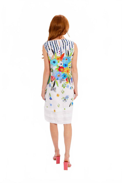 DOLCEZZA Floral Woven Dress White Small 3