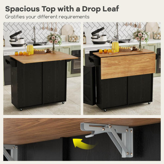 Hivvago Rolling Kitchen Island Black 5