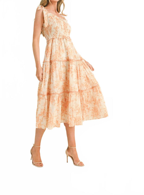 merci Sunset Floral Midi Dress Beige Medium 4