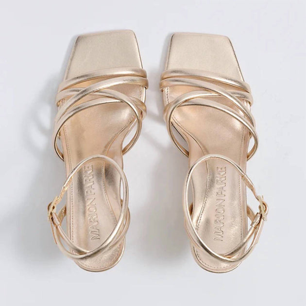 Marion Parke Clara Angled Heel Sandal Beige US 10 3