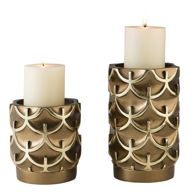Hivvago Pillar Candle Holder Set Brass 5.5 inch 4