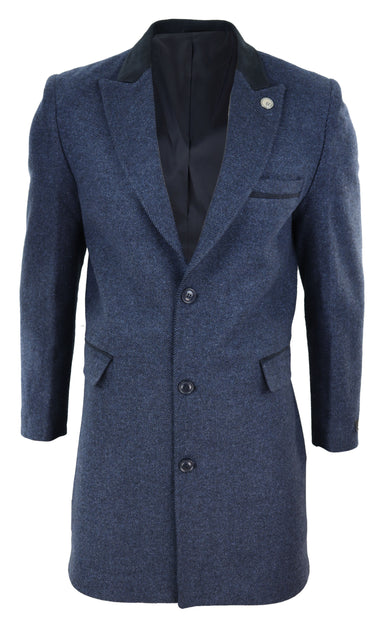 TruClothing 3/4 Overcoat Herringbone Tweed Blue US 50 2