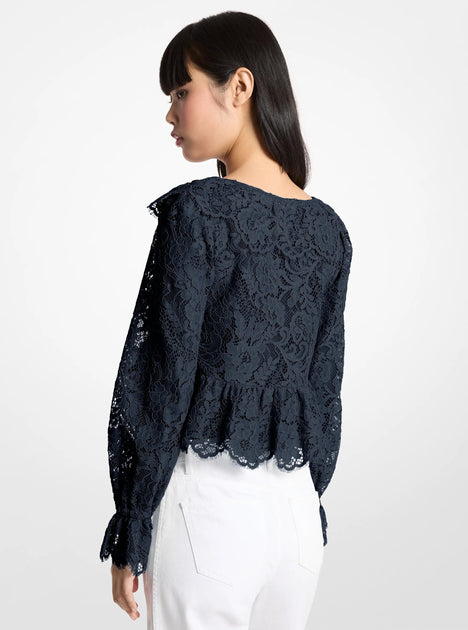 Michael Kors Corded Floral Lace Blouse White Medium 3