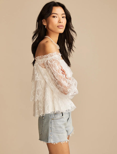 Lucky Brand Lace Off The Shoulder Top White Medium 3