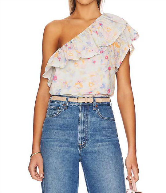 SOMETHING NAVY One Shoulder Ruffle Top Beige XLarge 2