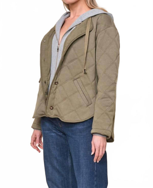 Stateside Quilted Hooded Jacket Beige Medium 3