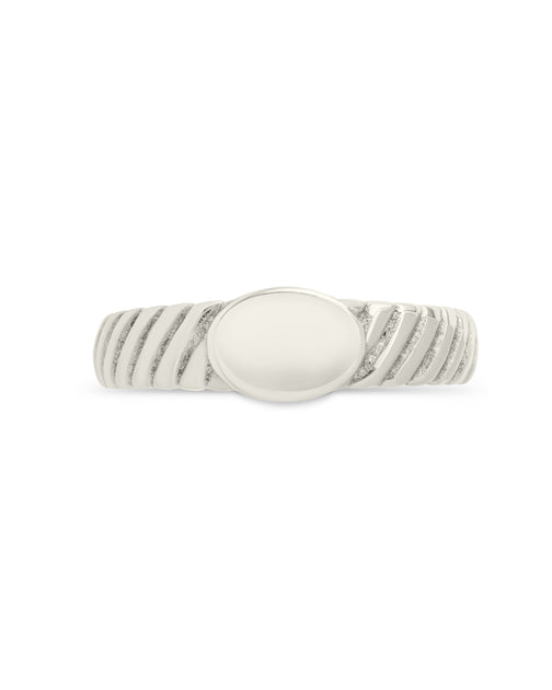 Sterling Forever Dixie Ribbed Signet Ring Silver US 6 4