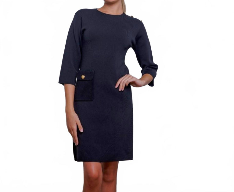 Esteem Couture Vera Strick Shiftkleid Blau Medium 2
