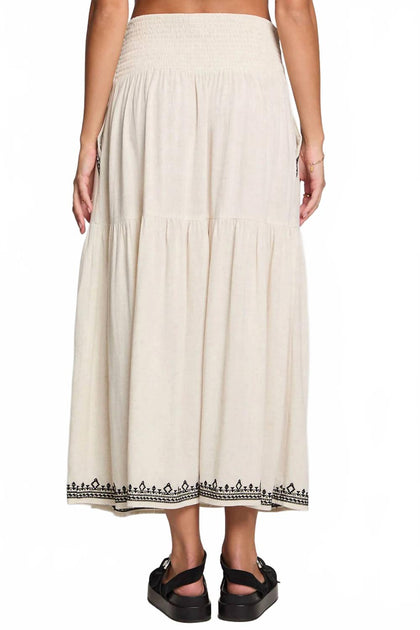 Saltwater Luxe Jaelynn Midi Skirt Beige Large 3