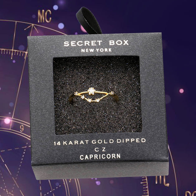 Fashnzfab Secret Box Zodiac Capricorn Ring Gold Blue One Size 3