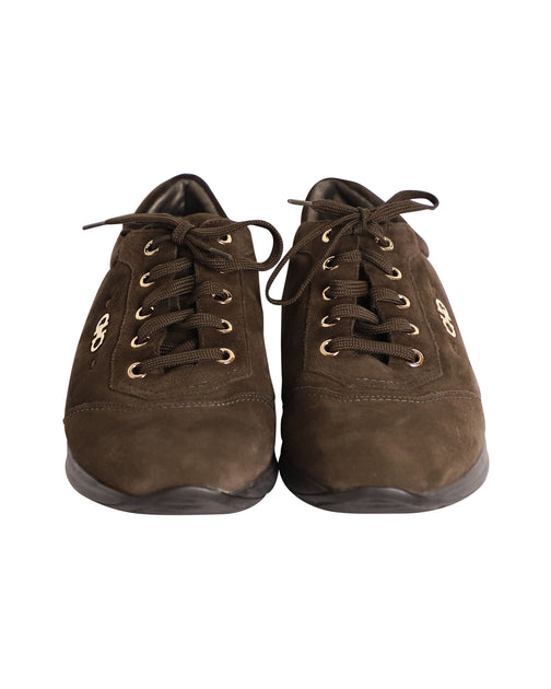 Salvatore Ferragamo Lace-up Sneakers In Brown Suede | ShopSimon display picture 1