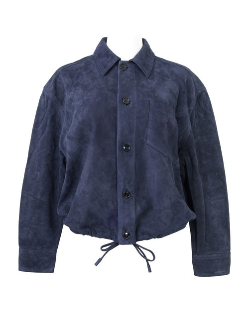 Ami Blue Goat Leather Jacket Blue Small 2
